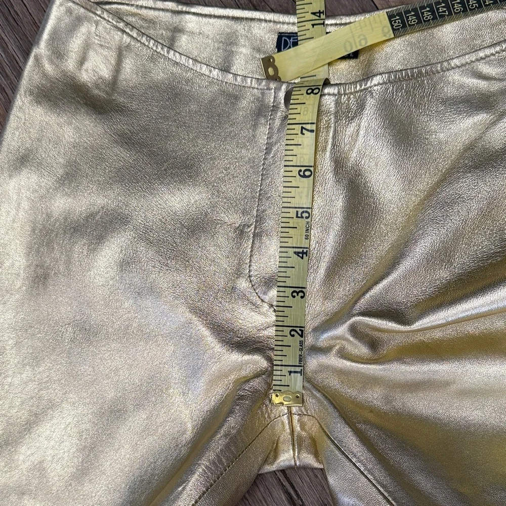 Lamb Leather Gold Flare Pants - Picture 9 of 13